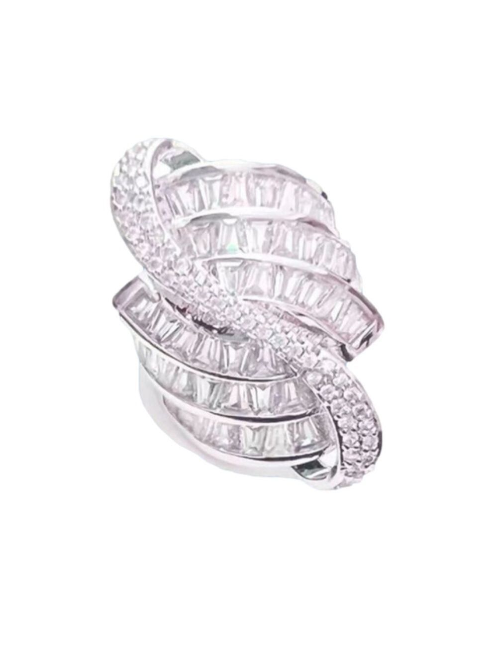 Silver Tone  Sparkling Spiral and Swirl Ring - Lots of Bling! #728